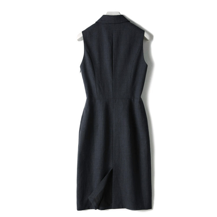 2025 Wool striped vest suit skirt  new dress women's clothing, double-breasted skirt with a sense of design
