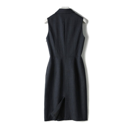 2025 Wool striped vest suit skirt  new dress women's clothing, double-breasted skirt with a sense of design