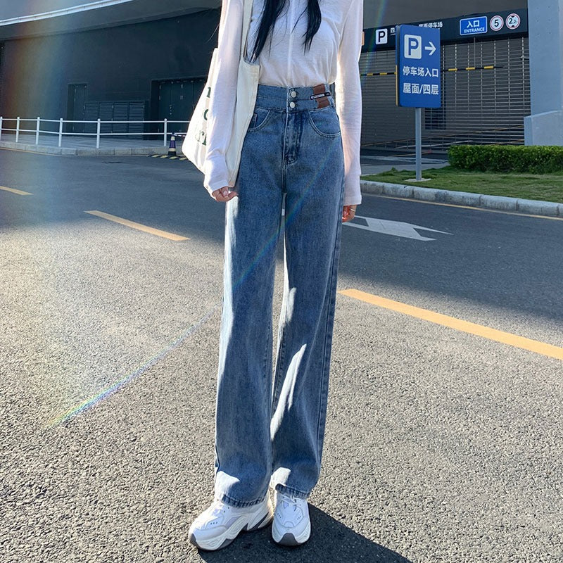 High Waist Wide Leg Jeans for Women Spring 2025 New Loose Straight Slim Fit Mop Pants Spring and Autumn