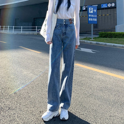 High Waist Wide Leg Jeans for Women Spring 2025 New Loose Straight Slim Fit Mop Pants Spring and Autumn