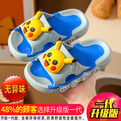 VLOVELAW Children's Slip-on Slippers Summer Boys and Girls Bathroom Bath Non-Slip Middle and Big Children's Home Parent Subnet Red Sandals
