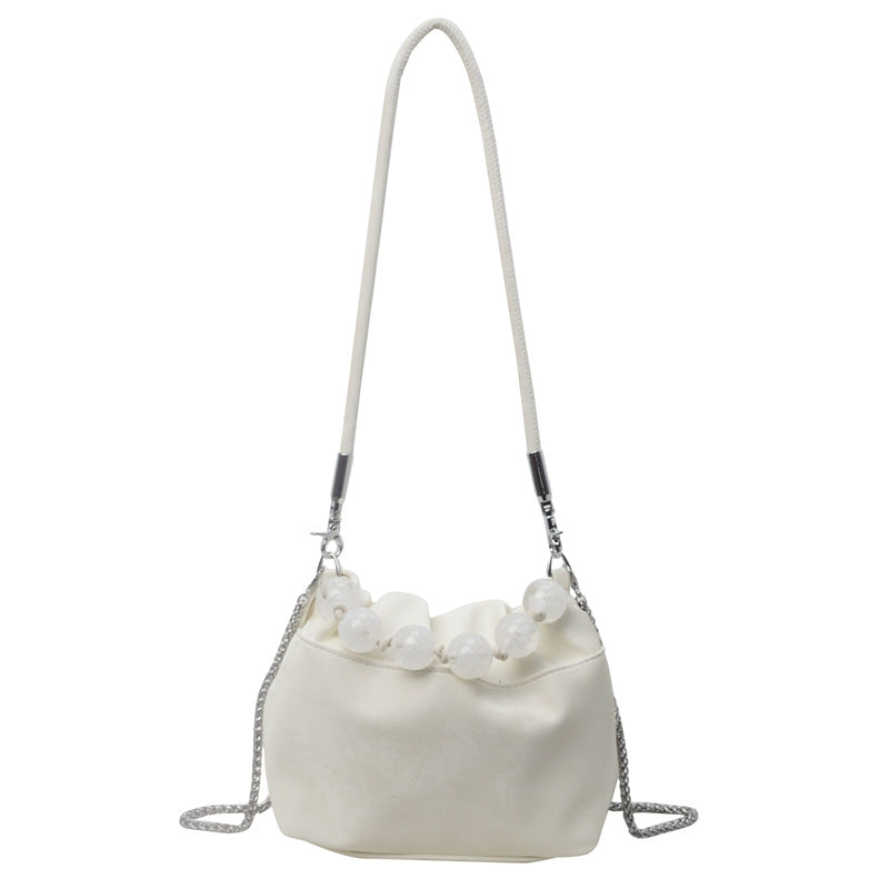 VLOVELAW 2025 Korean version of niche portable pearl fashion commuter messenger bag women's popular new trendy versatile high-end bucket bag