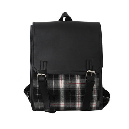 Japanese Campus Multi-Compartment Student Schoolbag Large Capacity Flip Women's Backpack Trendy Preppy Style Checked Backpack Women