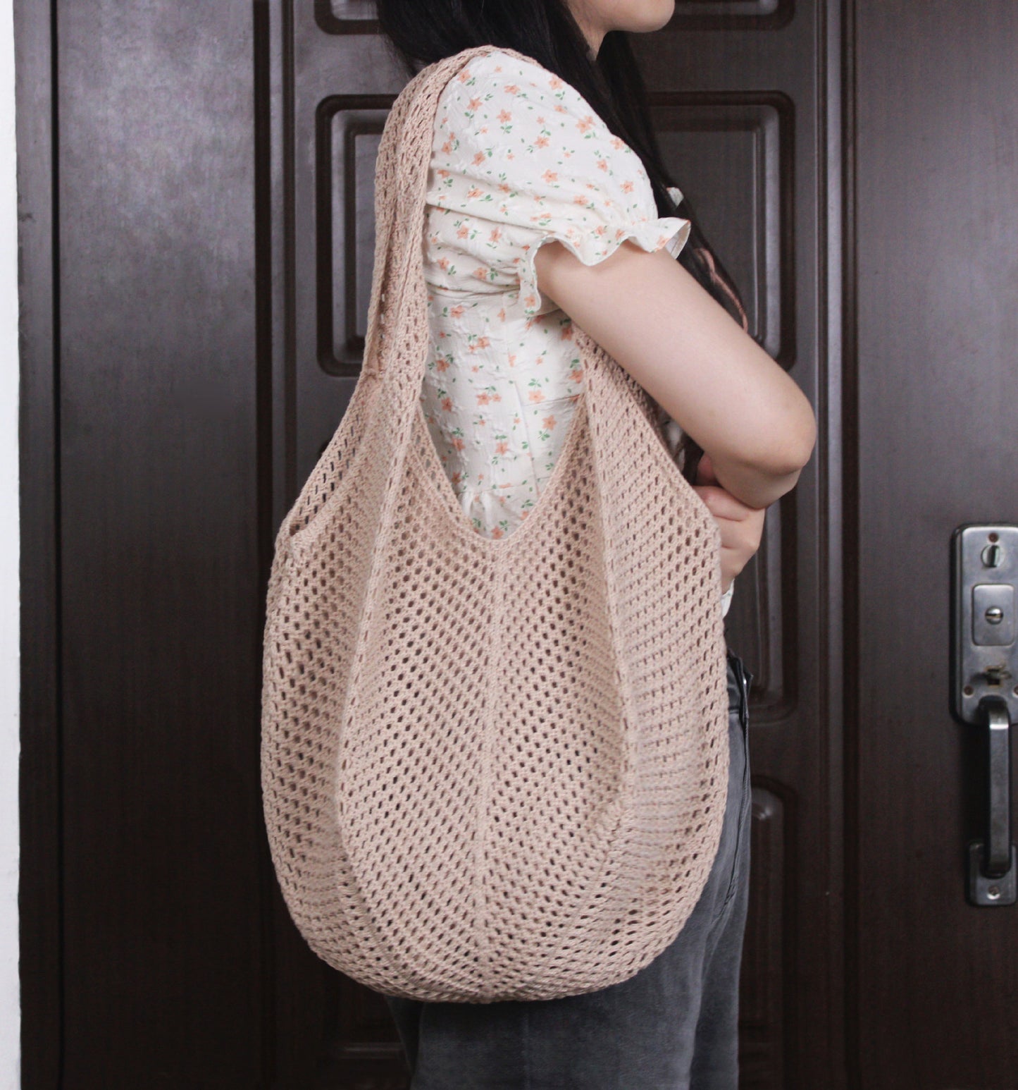 VLOVELAW South Korea Vintage Ins Shoulder Cotton Thread Woven Bag New Crochet Handbag Straw Bag Vacation Beach Bag