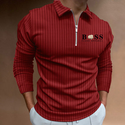 VLOVELAW 2025 Popular, , Autumn and Winter Express  New POLO Shirt Zipper Striped Long Sleeve Men's Polo Shirt