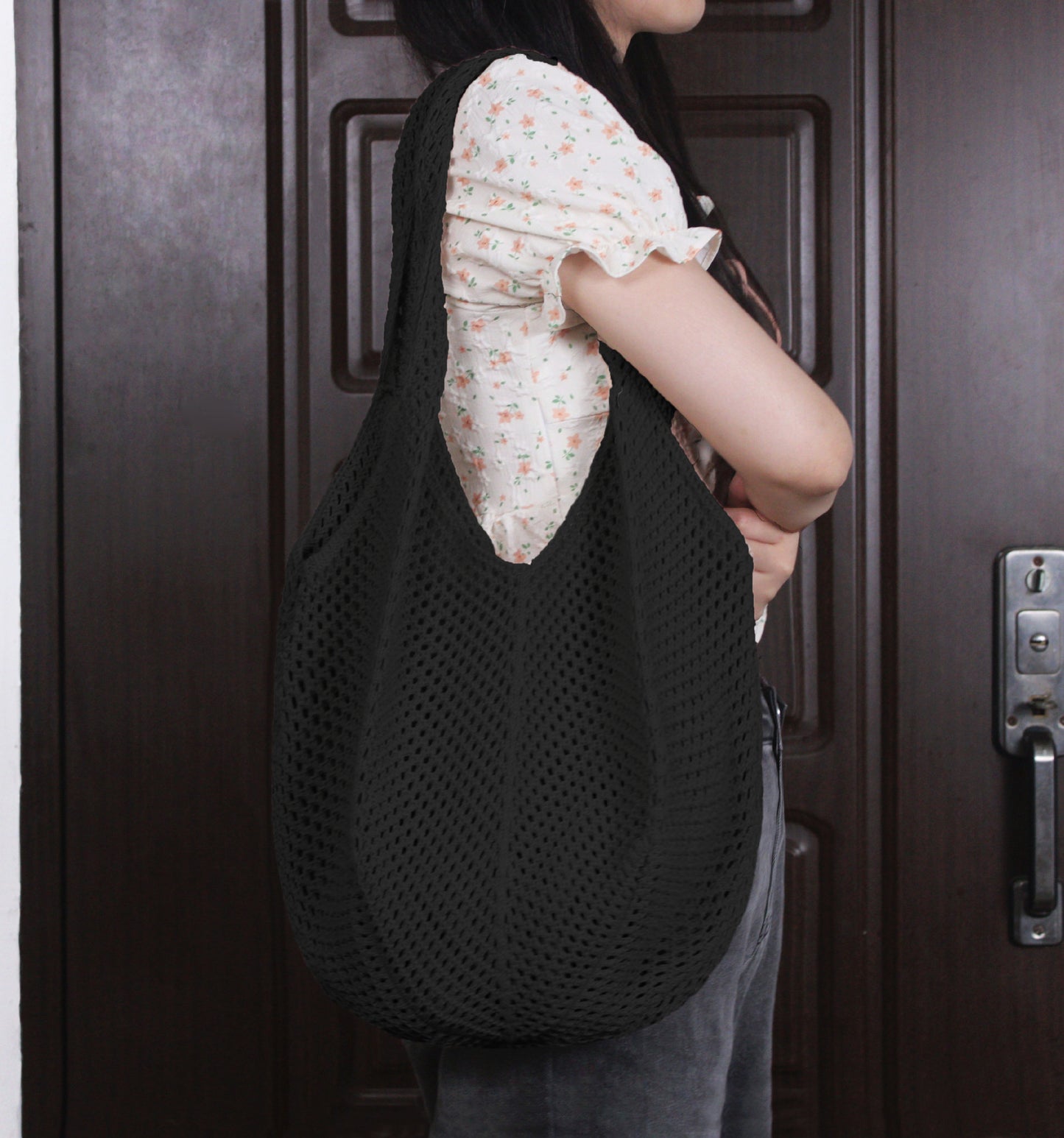 VLOVELAW South Korea Vintage Ins Shoulder Cotton Thread Woven Bag New Crochet Handbag Straw Bag Vacation Beach Bag