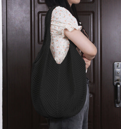 VLOVELAW South Korea Vintage Ins Shoulder Cotton Thread Woven Bag New Crochet Handbag Straw Bag Vacation Beach Bag