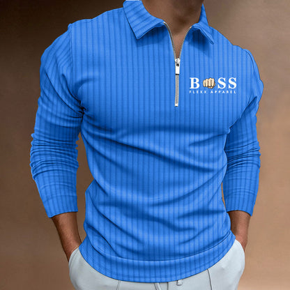 VLOVELAW 2025 Popular, , Autumn and Winter Express  New POLO Shirt Zipper Striped Long Sleeve Men's Polo Shirt