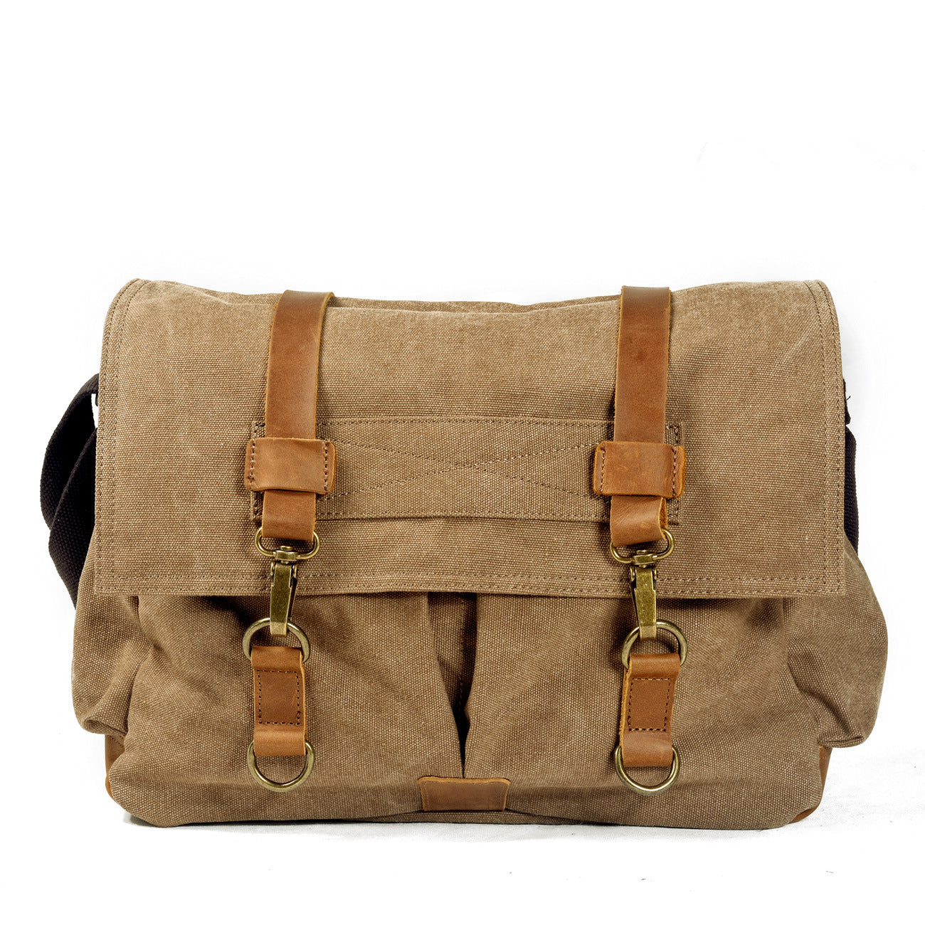 VLOVELAW 2025 Men's casual canvas satchel literary and retro shoulder with leather oblique span bag women's simple messenger bag computer bag