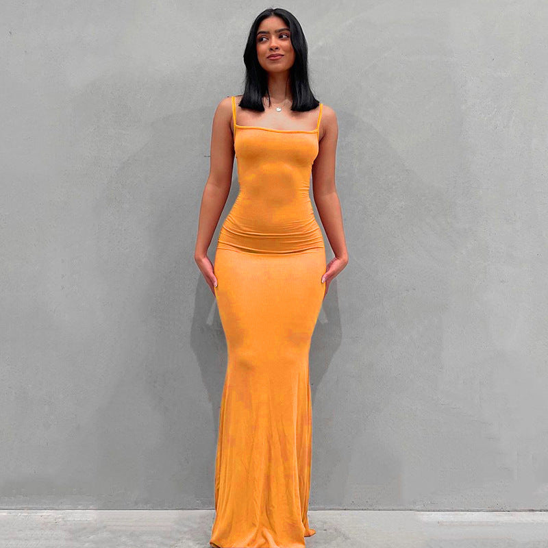 VLOVELAW European and American Foreign Trade New Women's Clothing Kardashian Skims Dress Casual Slim Strap Home Long Dress