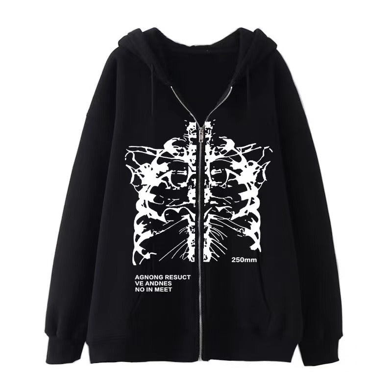VLOVELAW 2025 Popular and  Diablo Skull Sweatshirt Men's and Women's Hoodies Goth Couple Harajuku Large Size Zipper Sweater