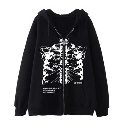 VLOVELAW 2025 Popular and  Diablo Skull Sweatshirt Men's and Women's Hoodies Goth Couple Harajuku Large Size Zipper Sweater