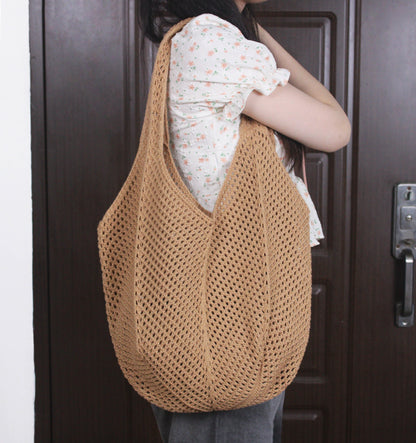 VLOVELAW South Korea Vintage Ins Shoulder Cotton Thread Woven Bag New Crochet Handbag Straw Bag Vacation Beach Bag