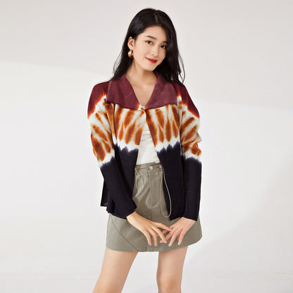 2025 Spring coat women's high-end fashion new lapel loose printing long-sleeved commuting versatile cardigan top