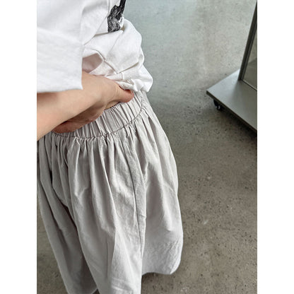 Luxi, Korean simple straight striped pleated skirt for women's summer new heavy industry high-waisted A-shaped umbrella skirt 3591