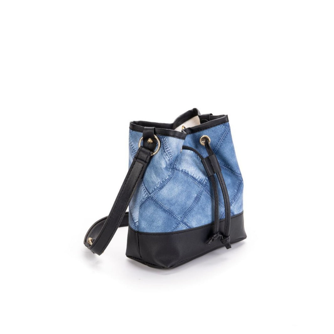 vlovelaw Guangzhou Women's Bag Wholesale Bags  Spring New Denim Seasoning Bag Printed Bucket Bag Ins Messenger Bag
