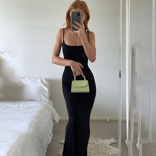 VLOVELAW European and American Foreign Trade New Women's Clothing Kardashian Skims Dress Casual Slim Strap Home Long Dress