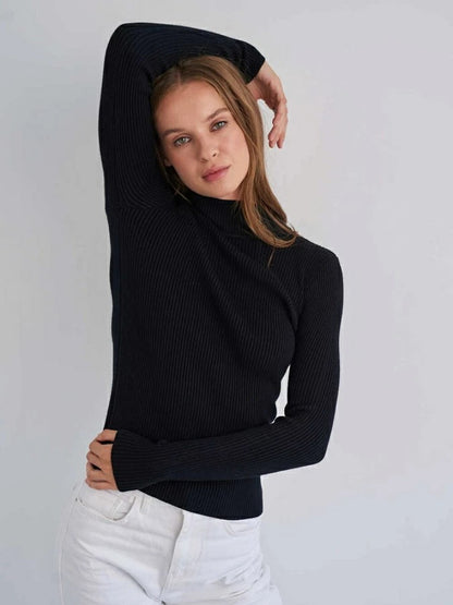 KKBOXLY Cross-border solid color semi-turtleneck sweater Europe, America and New autumn and winter women (24 colors in stock) slim-fit knitted bottoming shirt