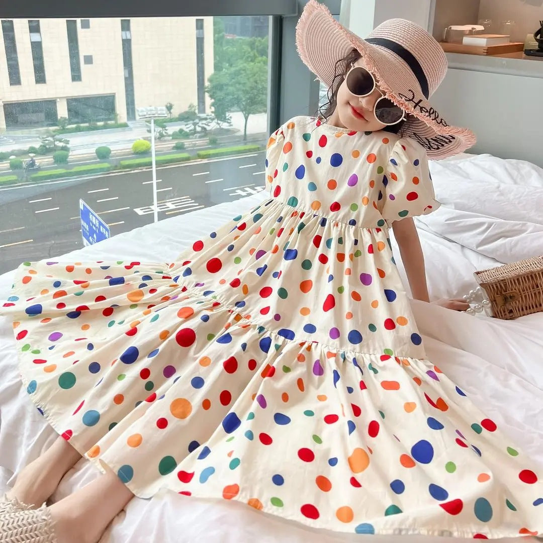 VLOVELAW Girls' Summer Dress Dress Summer Children's Princess Dress Western Style  New Korean Style Teenager Clothing Girls' Clothes