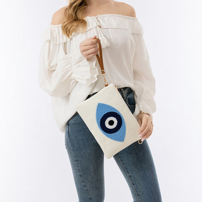 vlovelaw Enspt Cross-Border Clutch Women's Detachable Shoulder Strap Leisure Holiday Shoulder Bag Towel Embroidery Canvas Bag Crossbody Women