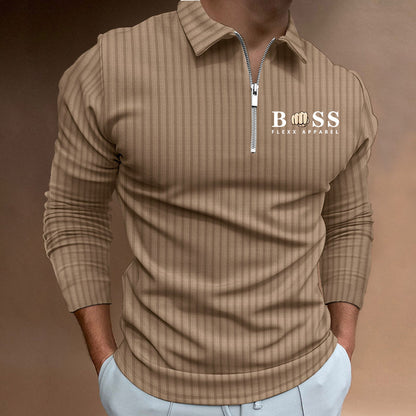 VLOVELAW 2025 Popular, , Autumn and Winter Express  New POLO Shirt Zipper Striped Long Sleeve Men's Polo Shirt