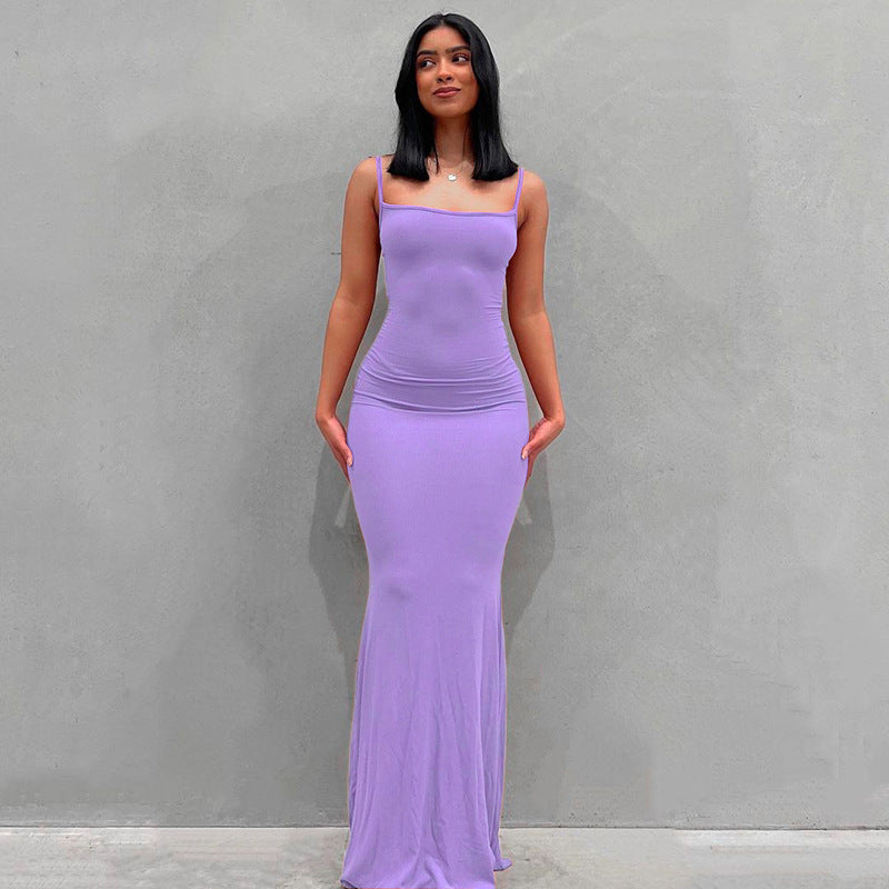 VLOVELAW European and American Foreign Trade New Women's Clothing Kardashian Skims Dress Casual Slim Strap Home Long Dress