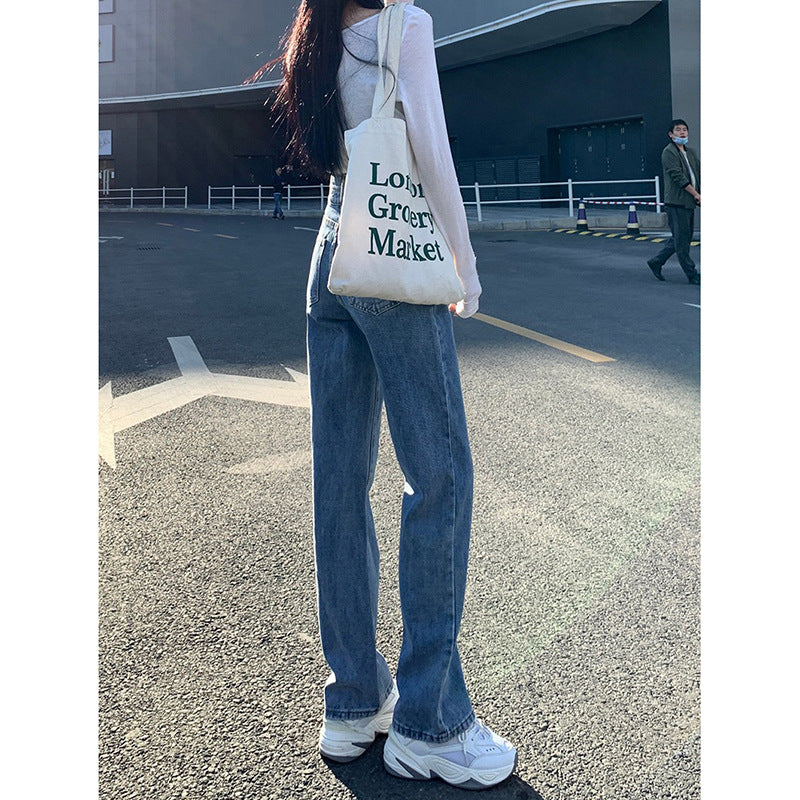 High Waist Wide Leg Jeans for Women Spring 2025 New Loose Straight Slim Fit Mop Pants Spring and Autumn