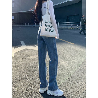 High Waist Wide Leg Jeans for Women Spring 2025 New Loose Straight Slim Fit Mop Pants Spring and Autumn