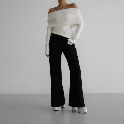 VLOVELAW 2025 sweater women's New autumn and winter 2025 style long-sleeved knitted bottoming shirt one-word shoulder sexy slim-fitting off-the-shoulder top