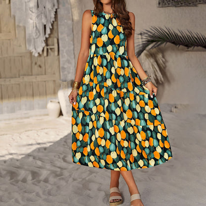 VLOVELAW Self-Developed and Designed  Fashion Dress  Spring and Summer Halter Loose Vacation Skirt for Women