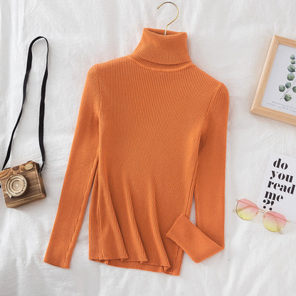 KKBOXLY Cross-border long-sleeved turtleneck bottoming shirt solid color Korean version pullover sweater (24 colors in stock) knitted bottoming sweater