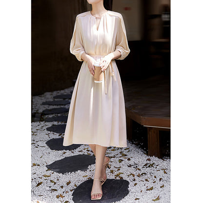 2025 Triacetic acid  dress, high-end sweet and spicy women's clothing, summer lace-up medium and long white and black skirt