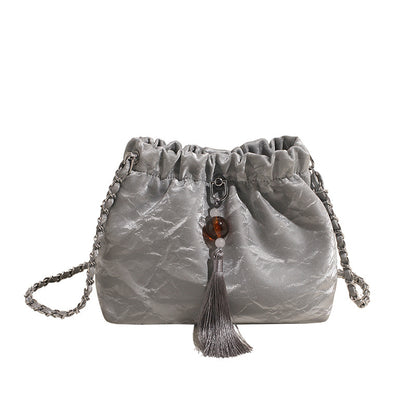 VLOVELAW 2025 Niche design messenger chain bag women's popular new trendy fashion portable commuter bag premium texture bucket bag