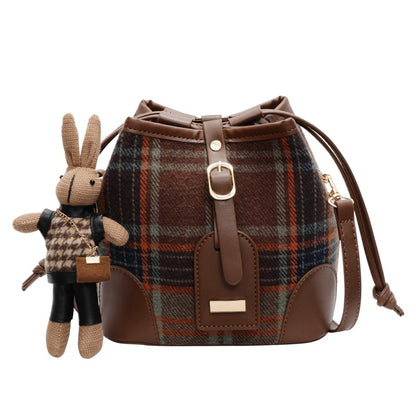 VLOVELAW 2025 This year's popular plaid bag women's popular new trend fashion niche design casual shoulder crossbody bucket bag