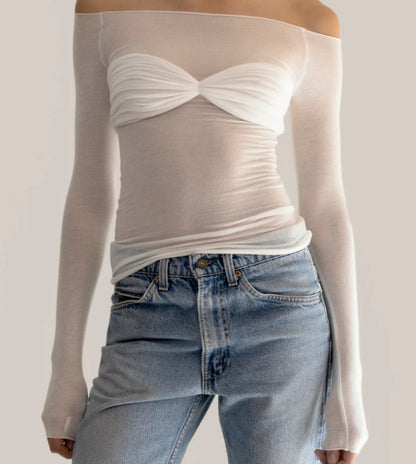 VLOVELAW New European and American Women's Casual Spring  New Bow Tube Top Long Sleeve T-shirt Top Y2g Fashion