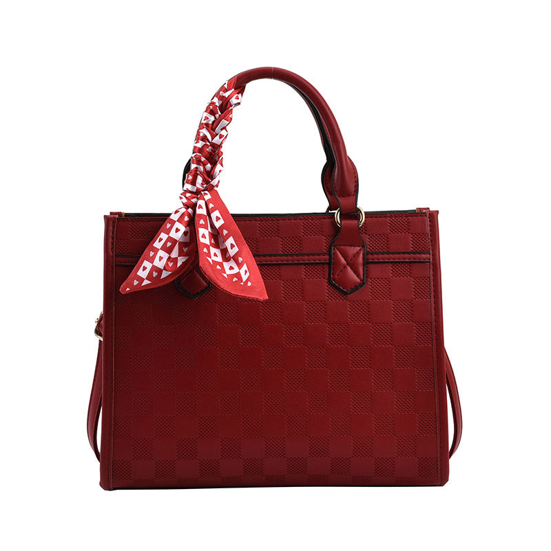 VLOVELAW 2025 Premium texture plaid handbag popular new large-capacity women's bag shoulder messenger bag versatile casual small square bag