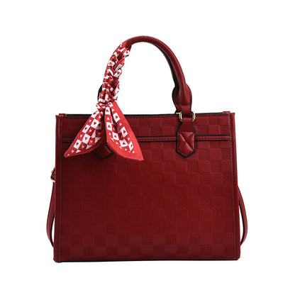 VLOVELAW 2025 Premium texture plaid handbag popular new large-capacity women's bag shoulder messenger bag versatile casual small square bag