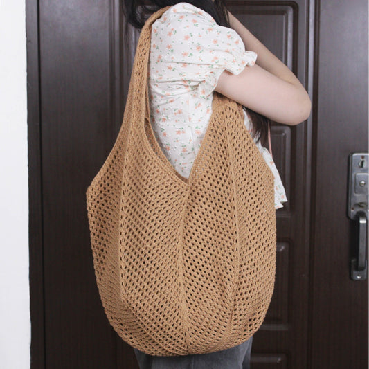 VLOVELAW South Korea Vintage Ins Shoulder Cotton Thread Woven Bag New Crochet Handbag Straw Bag Vacation Beach Bag