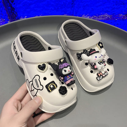 VLOVELAW Clow M Girls' Fashion Cartoon Slippers  Summer Children's Hole Shoes Big Children Girls' Soft Bottom Beach Sandals