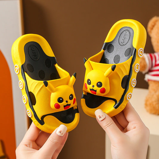 VLOVELAW Children's Slip-on Slippers Summer Boys and Girls Bathroom Bath Non-Slip Middle and Big Children's Home Parent Subnet Red Sandals