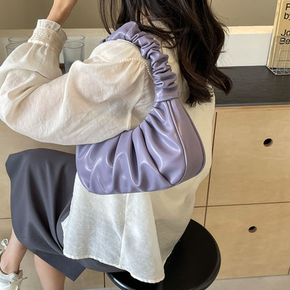 VLOVELAW 2025 Cloud pleated bag, baguette bag, one shoulder crossbody handbag, women's niche texture, Korean version popular new underarm bag tide