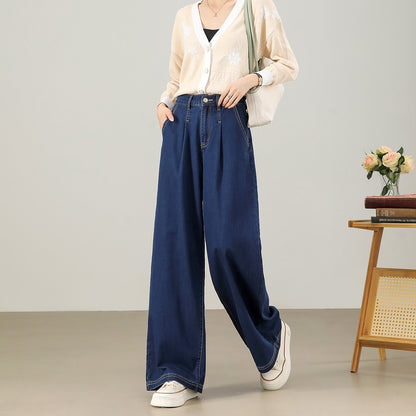 2025  Imported high-quality pear-shaped body gospel high-waisted wide-leg pants women's loose straight-leg women's jeans trousers