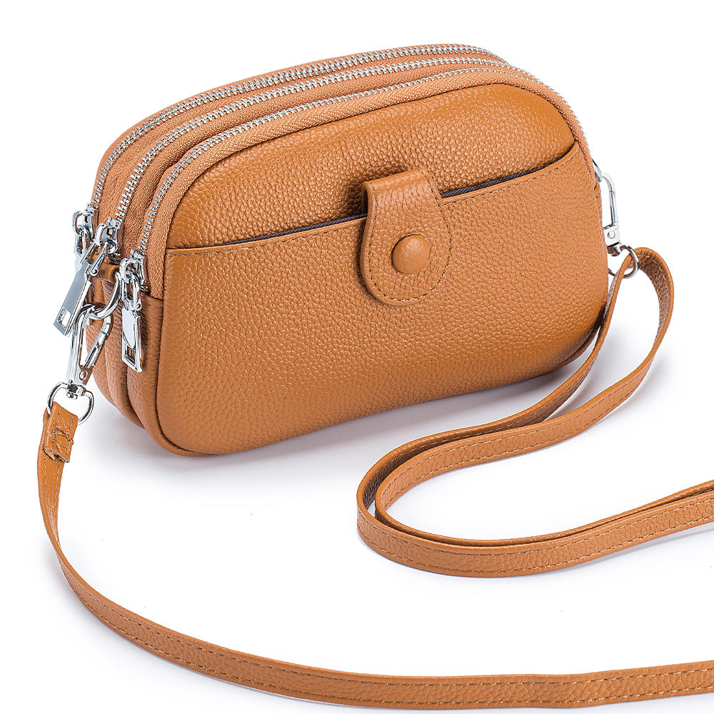 Genuine Leather Fashion Mom Bag Mobile Phone Bag New Mini Messenger Bag Women's High-Grade Single Shoulder Women's Bag Large Capacity