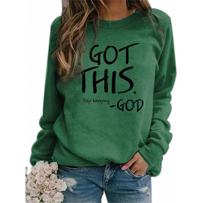 VLOVELAW 2025 [Large quantities in stock]   WISH New  letter printing round neck loose long-sleeved sweater