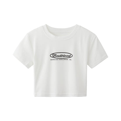 VLOVELAW Black Letter Printed Short T-shirt for Women  Summer New Slim Fit Slimming Versatile Hot Girl Short Sleeve Top