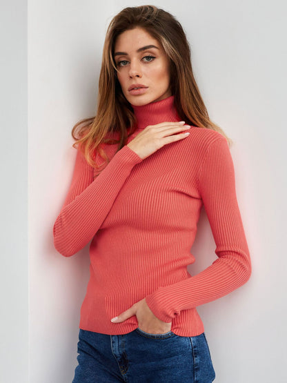 KKBOXLY Cross-border turtleneck sweater knitted bottoming shirt Europe and America New  autumn knitted sweater turtleneck pullover sweater women