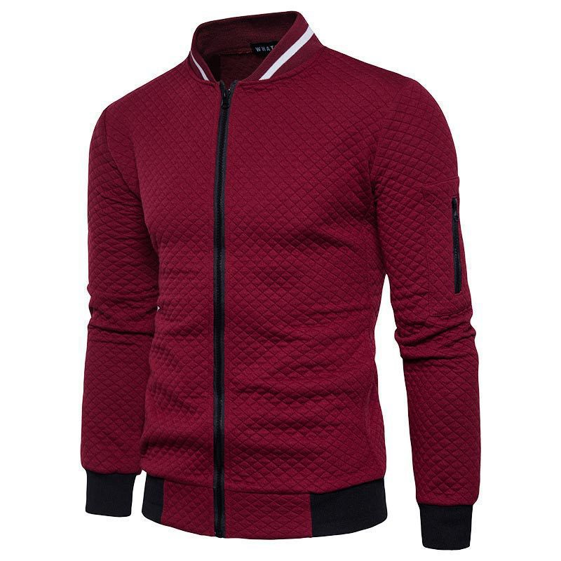 VLOVELAW 2025 new New  sweater zipper stand-up neck sweater jacket men's casual plaid cardigan