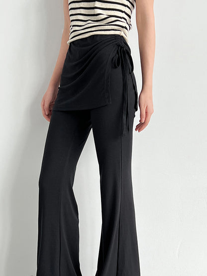 Luxi, casual fake two-piece high-waisted fart curtain slightly pulled pants women's summer new drape and thin trousers 2679