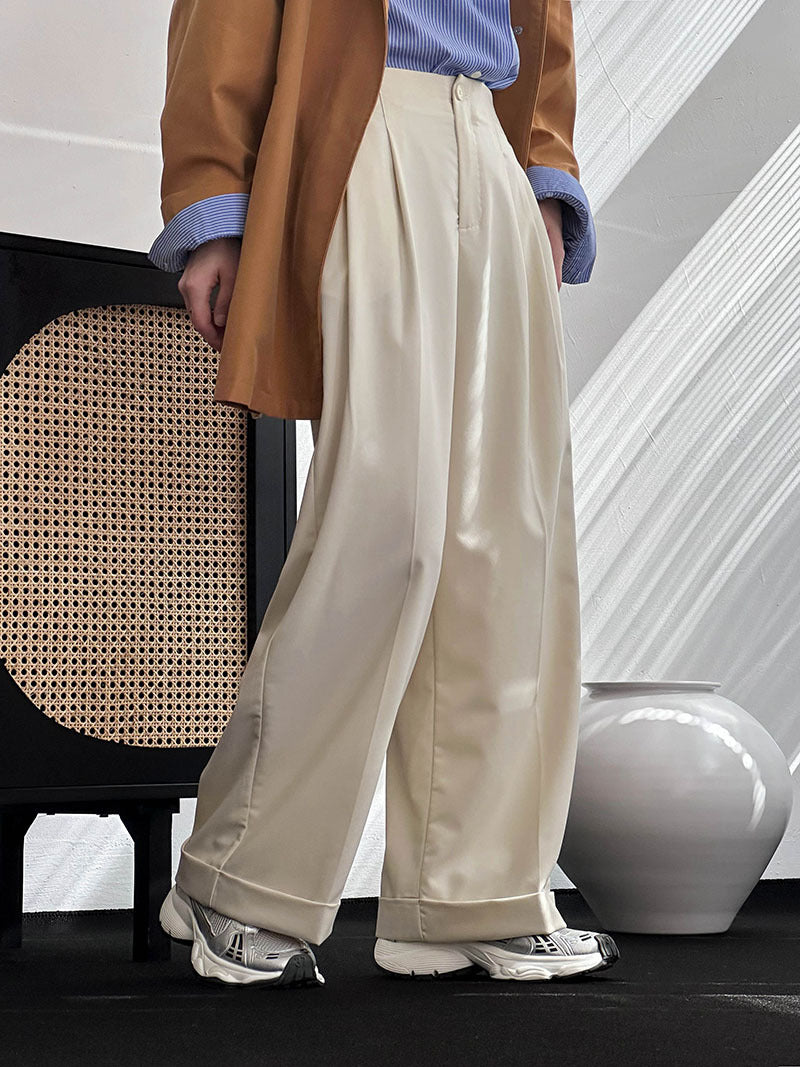 2025 Tachibana spring Korean high-waisted wide-leg pants new temperament retro Hong Kong style loose casual pants women 63030
