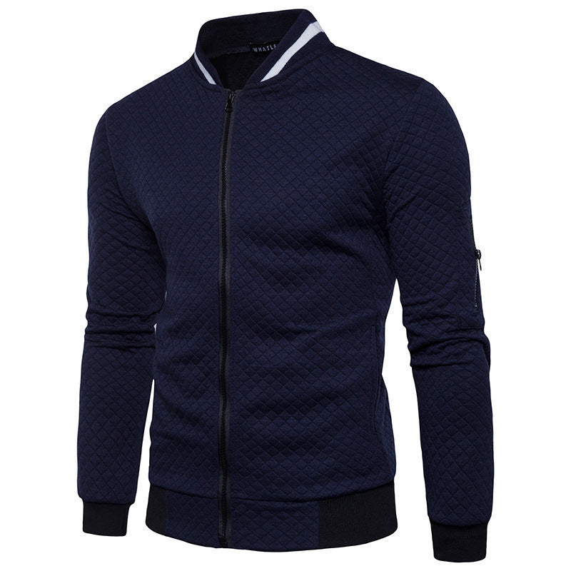 VLOVELAW 2025 new New  sweater zipper stand-up neck sweater jacket men's casual plaid cardigan